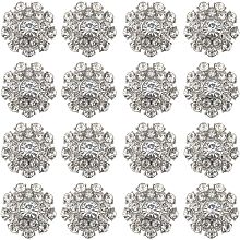 GORGECRAFT 16Pcs Shiny Rhinestone Embellishments Metal Flower Crystal Button Floral Decoration Buttons for Crafts Wedding Party Bouquet Sew On Clothing Bridal Wedding Bouquet Kit Bridal