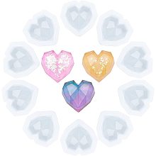 ARRICRAFT 10 Pcs Faceted Heart Silicone Resin Molds, Resin Casting Molds for for Resin Jewelry DIY Craft-Clear