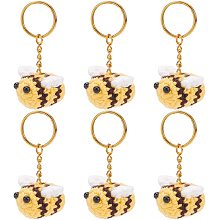 NBEADS 6 Pcs Crochet Bee Keychain, Knitting 3D Bumblebee Key Chain Cute Car Keyring Charm Handmade Keychain Accessories Purse Pendant for Bag Phone Car Wallet Lanyard Party Favors Gifts