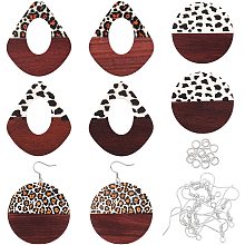 OLYCRAFT 48 Pcs Resin Wood Earring Pendants Teardrop and Flat Round Statement Jewelry Resin Wood Earring Making Kit Jewelry Findings for Jewelry Making - 4 Styles