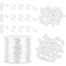 Pandahall Elite 30 Set 24mm Plastic Break Away Safety Clasp Buckle with 10m Nylon Braided String Cords for Bracelets Necklaces DIY Jewelry Craft Making, White