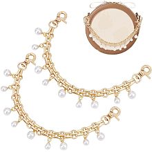 PandaHall Elite Purse Extender, 2pcs 9.8 Inch Decorative Bag Strap Golden Alloy Bag Chain Strap with ABS Pearl Charms Replacement Handle Bag Chain Straps Charms for Women Crossbody Shoulder Bag