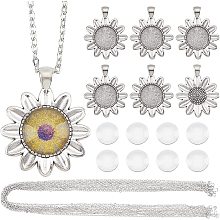 SUNNYCLUE 1 Box DIY 8 Sets Sunflower Charms Necklaces Making Kit Charm Trays and Domes Daisy Flower Charms for Jewelry Making Charms Transparent Glass Cabochons Thanksgiving Charms Cable Chain Adult