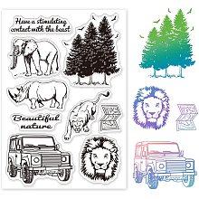 GLOBLELAND Jungle Safari Animals Clear Stamps Transparent Silicone Stamp Seal for Card Making Decoration and DIY Scrapbooking