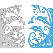 GLOBLELAND Dolphin Edge Border Metal Cutting Dies Waves Seagulls Die Cuts for DIY Scrapbooking Wedding Birthday Valentine's Day Cards Making Album Envelope Decoration,Matte Platinum