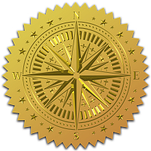 CRASPIRE 100PCS Compass Gold Foil Stickers Embossed Certificate Seals Self Adhesive Stickers Medal Decoration Stickers Certification Graduation Corporate Notary Christmas Seals Envelope