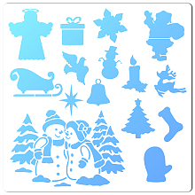 GORGECRAFT PET Plastic Hollow Out Drawing Painting Stencils Templates, Square, Creamy White, Snowman, 300x300mm