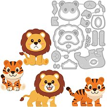 BENECREAT Tiger and Lion Metal Cutting Dies Stencil Template Carbon Steel Embossing Tool Die Cut(3.86x3.11inch) for Card Making Album Paper Scrapbooking DIY Dies Craft