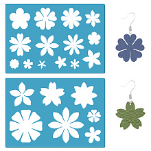 GORGECRAFT Acrylic Earring Handwork Template, Card Leather Cutting Stencils, Deep Sky Blue, Snowflake Pattern, 130x90x2mm, 2pcs/set