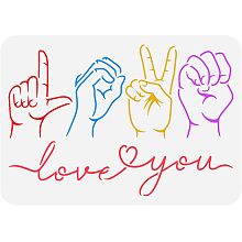 FINGERINSPIREE Love Sign Language Stencil 8.3x11.7inch Reusable Sign Language Poses Love You Painting Template DIY Craft I Love You Stencil for Painting on Wall Wood Furniture Scrapbooking