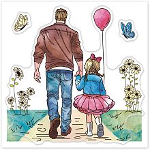 GLOBLELAND Father and Daughter Clear Stamps for DIY Scrapbooking Silicone Clear Stamp Seals Transparent Stamps for Cards Making Photo Album Journal Home Decoration