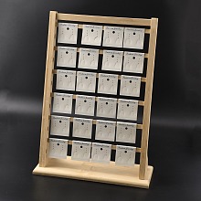 FINGERINSPIRE 6-Tier Bamboo Earring Display Card Organizer Holder, Jewelry Tower for Earring Cards, with 24Pcs Earring Display Cards, Wheat, Finish Product: 30x11.8x41cm