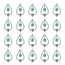 Arricraft 20Pcs Synthetic Turquoise Big Pendants, with Antique Silver Tone Alloy Findings, Hollow Teardrop, 55x30x2.5~5mm, Hole: 2mm