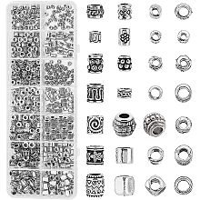 PandaHall Elite 405pcs Tibetan Antique Silver Spacer Beads 14 Style Round Metal Beads Column Barrel Beads Jewelry Beads Alloy Beads Loose Beads for Bracelets Necklace Earrings Jewelry Making