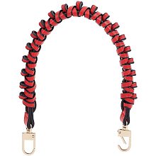 PandaHall Elite 1 pc 17 Inch Braided Imitation Leather Replacement Handles Purses Straps Handbags Shoulder Bag Strap with Swivel Lobster Buckles, Red