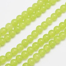 Honeyhandy Natural & Dyed Malaysia Jade Bead Strands, Imitation Peridot, Round, Yellow Green, 6mm, Hole: 0.8mm, about 64pcs/strand, 15 inch