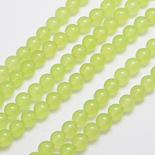 Honeyhandy Natural & Dyed Malaysia Jade Bead Strands, Imitation Peridot, Round, Yellow Green, 8mm, Hole: 1.0mm, about 48pcs/strand, 15 inch