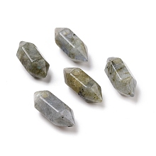 Honeyhandy Natural Labradorite Double Terminal Pointed Pendants, Faceted Bullet Charm, 18.5~20x8~9x8~9mm, Hole: 1.5mm