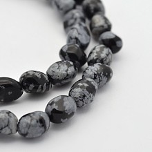 Honeyhandy Natural Snowflake Obsidian Bead Strands, Nuggets, 5~7X5~7mm, Hole: 1mm, about 15.7 inch