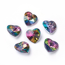 Honeyhandy Romantic Valentines Ideas Glass Charms, Faceted Heart Pendants, Colorful, 18x18x10mm, Hole: 1mm