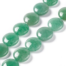 Honeyhandy Natural Green Aventurine Beads Strands, Flat Round, 19.5~20.5x7~8mm, Hole: 1mm, about 20pcs/strand, 15.55''~15.98''(39.5~40.6cm)