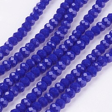 Honeyhandy Imitation Jade Glass Beads Strands, Faceted, Rondelle, Blue, 3x2mm, Hole: 0.5mm, about 193~195pcs/strand, 16.7 inch