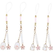 OLYCRAFT 4Pcs Japanese Sakura Phone Charms Straps Phone Pendant Decorations Cute Phone Straps with Rabbit Cat Paw Pendants Keychain Phone Accessory for Mobile Phone Keychain Decorations