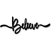 CREATCABIN Metal Wall Word Believe Wall Art Decorate Rustic Letter Signs Black Hanging Word Cutout Decoration for Christmas Home Decoration Indoor Living Room Aesthetic Bedroom Decor 13.4x4.5inch