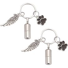 NBEADS 2 Pcs Pet Memorial Urn Keychains, Dog Paw & Wing Ashes Memorial Keychain Pet Memorial Ashes Holder Key Chain Pet Keepsake Memorial Sympathy Gifts for Dog Cat Pets Remembrance