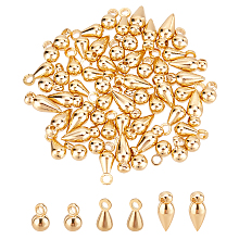 SUPERFINDINGS 60pcs 3 Style Tiny Brass Teardrop Charm Golden Metal Chain Extender Round Dangles Extender Chain Bullet Brass Pendants End Drop Charms Terminators for DIY Jewelry Making and Crafting