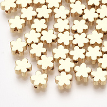 Honeyhandy Brass Beads, Flower, Real 18K Gold Plated, 6x6x3mm, Hole: 1mm