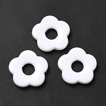 Honeyhandy Opaque Acrylic Bead Frames, Flower, White, 26x26.5x5mm, Hole: 1.6mm, 8mm Inner Diameter, about 240pcs/500g