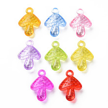 Honeyhandy Autumn Theme Transparent Acrylic Pendants, Mushroom, Mixed Color, 27.5x20x9mm, Hole: 3mm, about 350pcs/500g