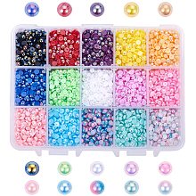 PandaHall Elite 8100pcs 15 Colors Flatback Half Pearls Beads Half 4mm Flatback Imitation Pearl Cabochons Bead Gem for Scrapbook Craft DIY Phone Nail Making