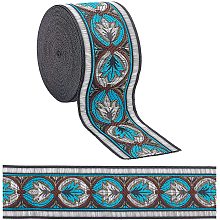 GORGECRAFT 7.65 Yard Embroidered Jacquard Ribbon 2" Width Vintage Embroidered Ribbon Floral Woven Trim Fabric for Embellishment Craft Supplies, Teal