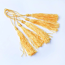 Honeyhandy Polyester Tassel Decorations, Pendant Decorations, Gold, 130x6mm, Tassel: 70~90mm