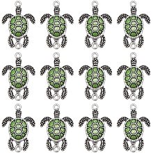 CHGCRAFT 40Pcs Enamel Sea Turtle Pendant Links Double Loops Ocean Animal Tortoise Platinum Plated Sea Turtle Charm Links for Jewelry Making, Hole: 1.6mm