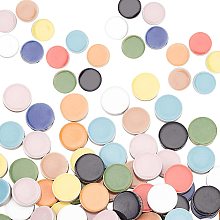 PandaHall Elite 120pcs Porcelain Cabochons Mosaic Tiles, Flat Round Ceramic Mosaic Supplies Assorted Colors Crystal Mosaic for Jewelry Crafts Arts Vases Flowerpots Home Decoration, 17x4.5mm