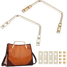 PandaHall Elite 2pcs Purse Handles Frame Trapezoid Bag Handles Light Gold Handbag Replacement Handle with Suspension Clasp 4pcs Screws for Beach Tote Bag Handbags Clutch Crocheted Purse Making