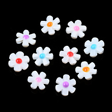 Honeyhandy Natural Freshwater Shell Enamel Beads, Flower, Mixed Color, 12x12x4mm, Hole: 0.8mm