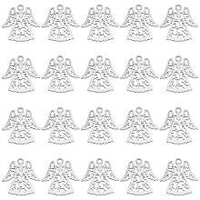 DICOSMETIC 20Pcs Angel Charms Stainless Steel Pendants Small Hollow Fairy Charms Vintage Guardian Angel Pendants Laser Cut Pendants for Jewelry Making and Crafting, Hole: 1.4mm