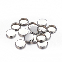 Honeyhandy Flat Round 304 Stainless Steel Plain Edge Bezel Cups, Cabochon Settings, Stainless Steel Color, 10x1.5mm