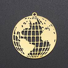 Honeyhandy 201 Stainless Steel Pendants, Laser Cut, The Earth, Golden, 32.5x30.5x1mm, Hole: 1.6mm