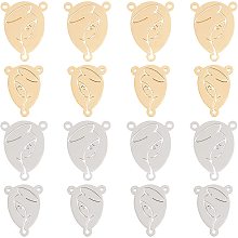 UNICRAFTALE 16 Pcs 2 Colors Oval Links Connectors Human Face Pattern Jewelry Connector Charms 1mm Hole 201 Stainless Steel Three Hole Charms for Earring Bracelet Pendants Jewelry DIY Craft Making