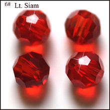 Honeyhandy Imitation Austrian Crystal Beads, Grade AAA, Faceted, Round, Red, 10mm, Hole: 0.9~1mm