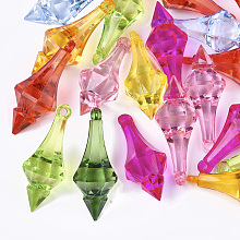 Honeyhandy Transparent Acrylic Pendants, Mixed Color, 45.5~46.5x19x18.5mm, Hole: 2~3mm, about 135pcs/500g