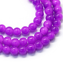 Honeyhandy Baking Painted Imitation Jade Glass Round Bead Strands, Dark Violet, 8.5~9mm, Hole: 1.5mm, about 105pcs/strand, 31.8 inch