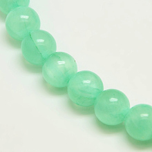 Honeyhandy Dyed Natural Green Jade Beads Strands, Round, Turquoise, 6mm, Hole: 1.2mm, about 63pcs/strand, 15.74 inch