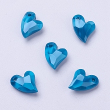 Honeyhandy Acrylic Pendants, Imitation Pearl, Heart, Faceted, Dodger Blue, 11x9x4mm, Hole: 0.5mm