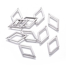 Honeyhandy 201 Stainless Steel Links connectors, Rhombus, 24x13x0.5mm, Hole: 1mm